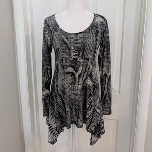 Karen Kane Stretchy Babydoll Tunic Top SMALL Y2K Fairy Grunge Asymmetrical Women